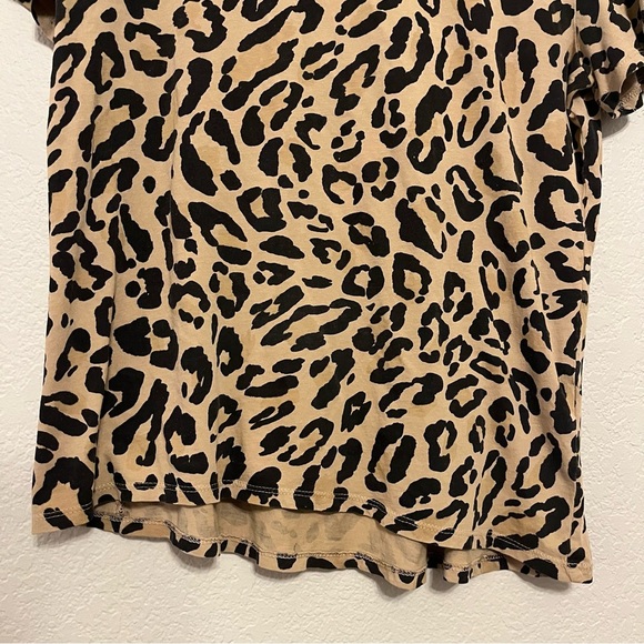 Zara Leopard Print Brown and Black Short Sleeve Top Size Medium - Picture 5 of 11